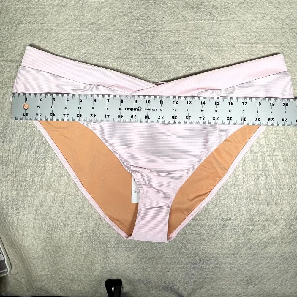 J.Crew‎ Ribbed cross-front cheeky bikini bottom - swimwear Size 2X BE812 PBL